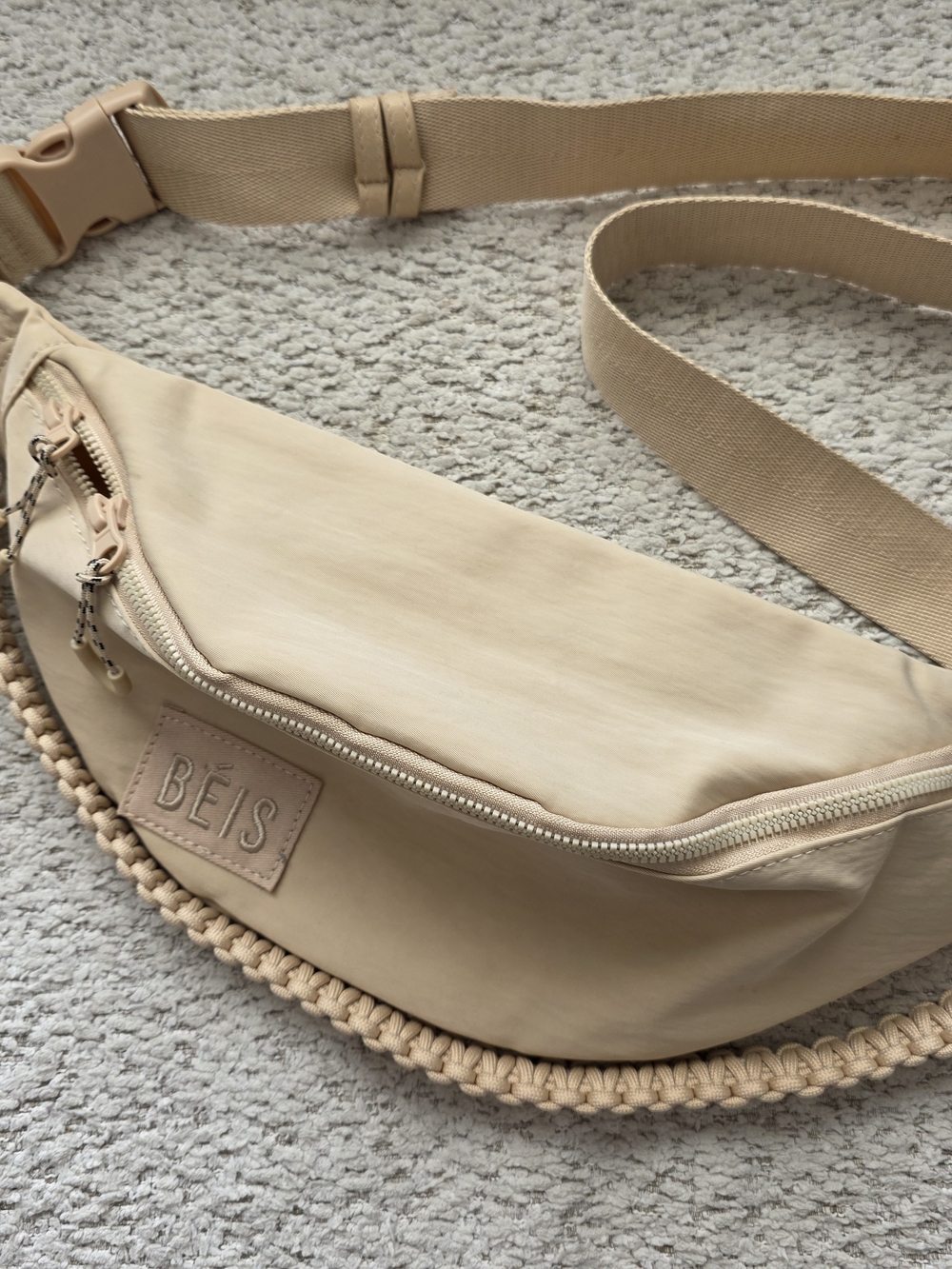 BEIS Sandstone Beige Braided-Trim Belt Bag